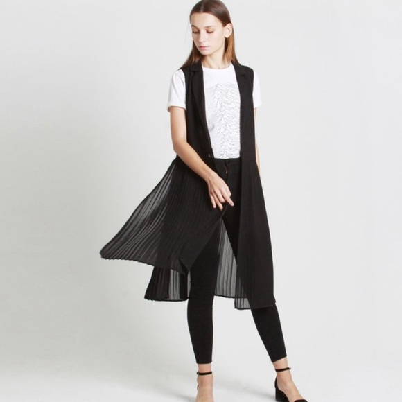 All Row Jackets & Blazers - all row pleated Elegant Black Long Vest